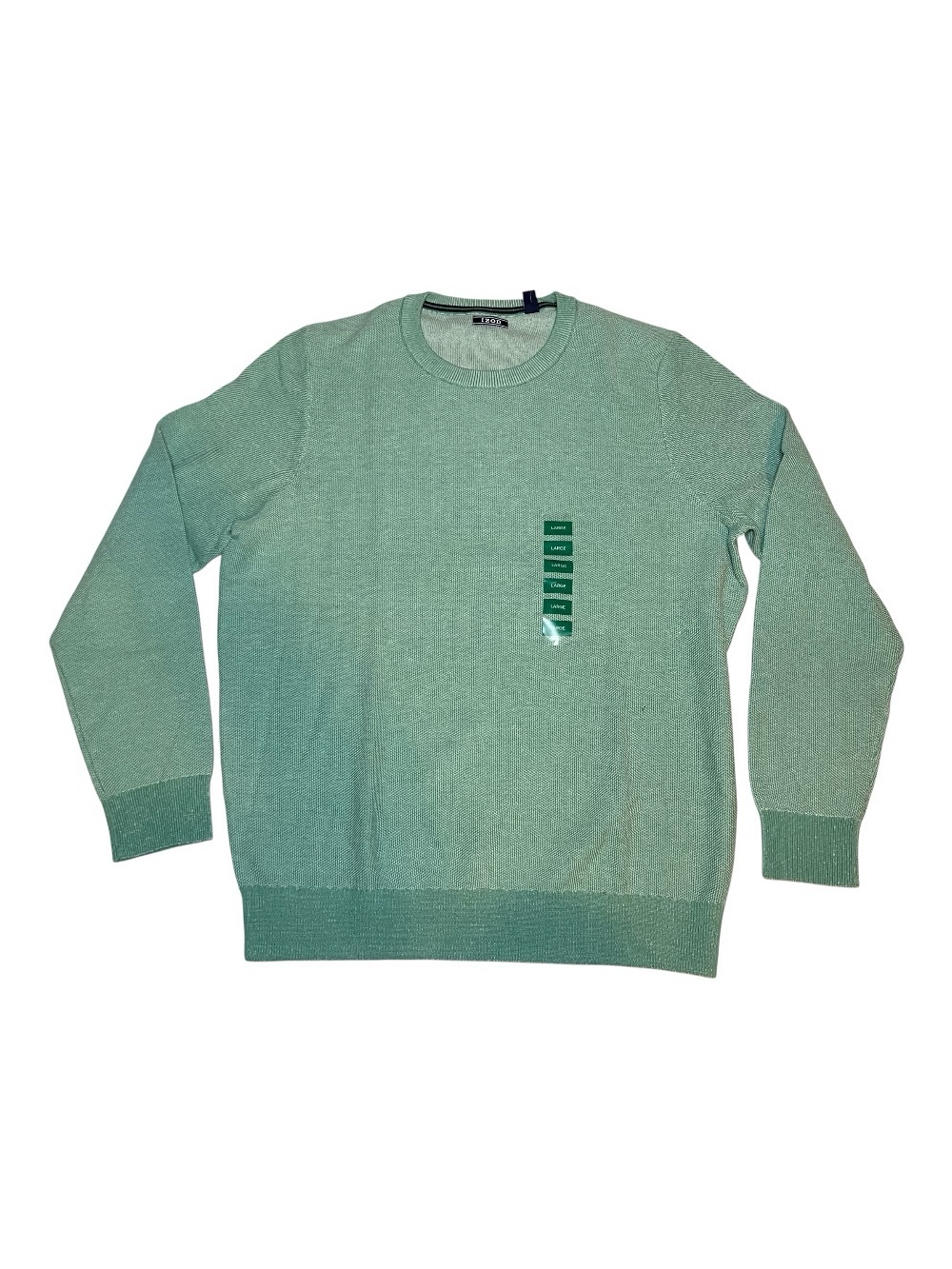 Izod Premium Essentials Textured Crewneck Sweater Beryl Green Large NWT